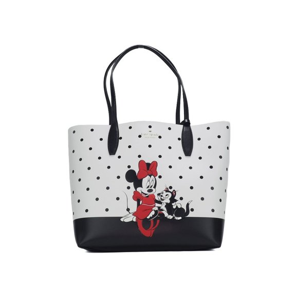 NEW Kate Spade X Disney Minnie Mouse & Figaro Tote Bag White Polka Dot Leather - Picture 11 of 11